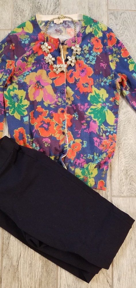 J crew 3/4 length cardigan in ashbury floral